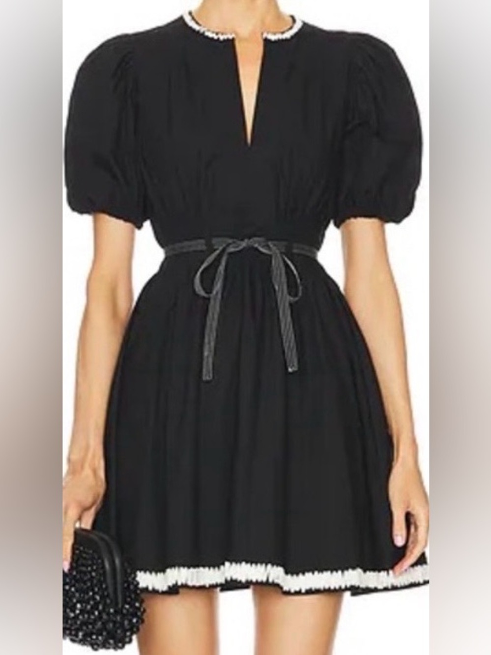 Boheme Black Mini Dress with White Trim